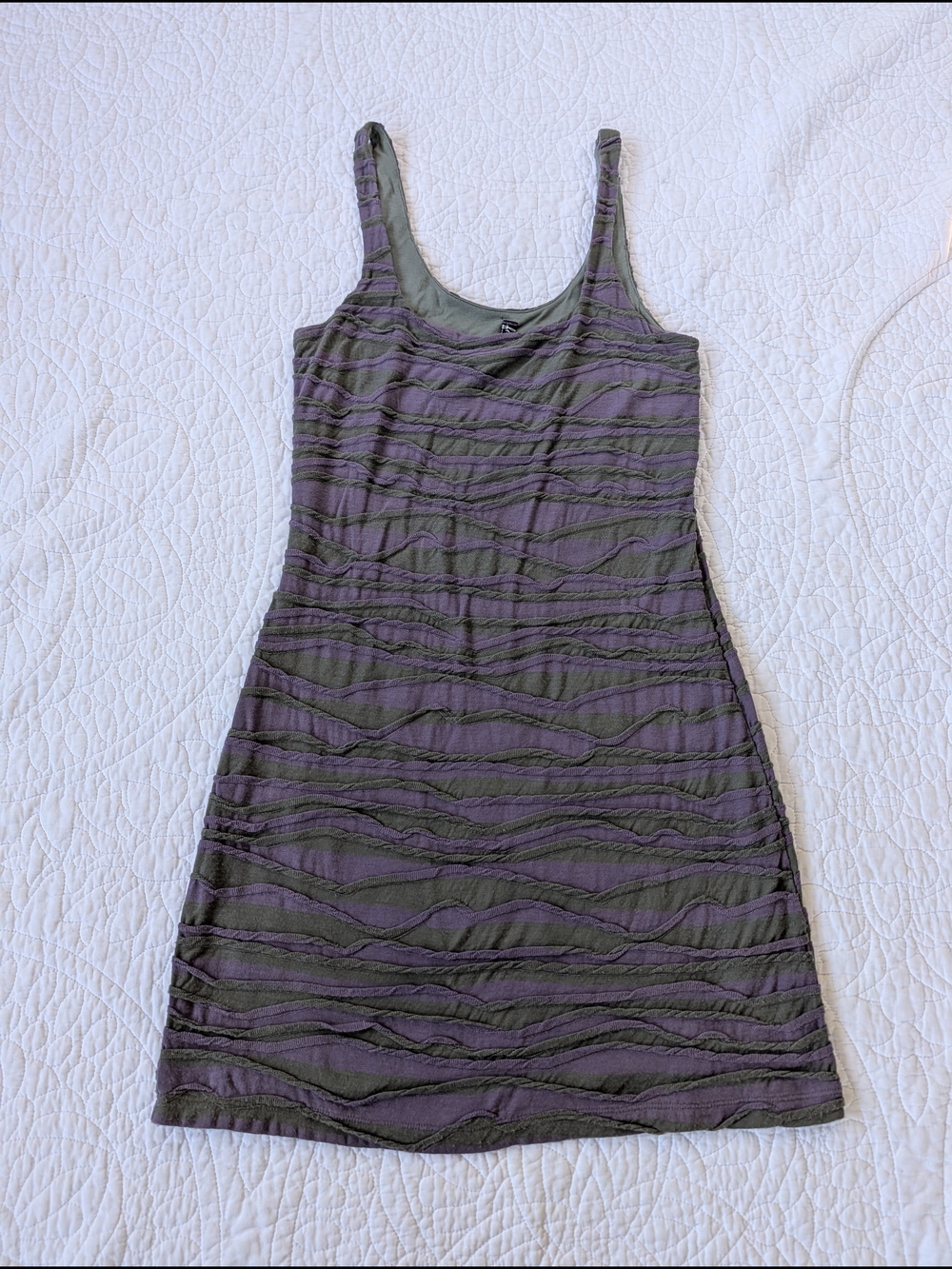 Free People Olive and Purple Striped Tank Mini Dress